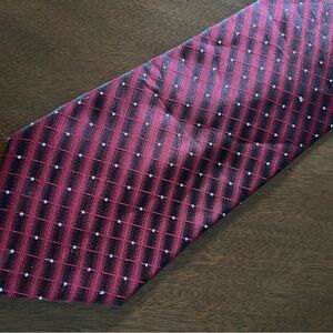 Men’s Ermenegildo Zegna Red Black Geometric Striped 100% Silk Tie Made in Italy